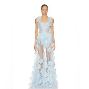 NWOT BRONX AND BANCO Rosalie Powder Blue Gown, wedding guest max dress